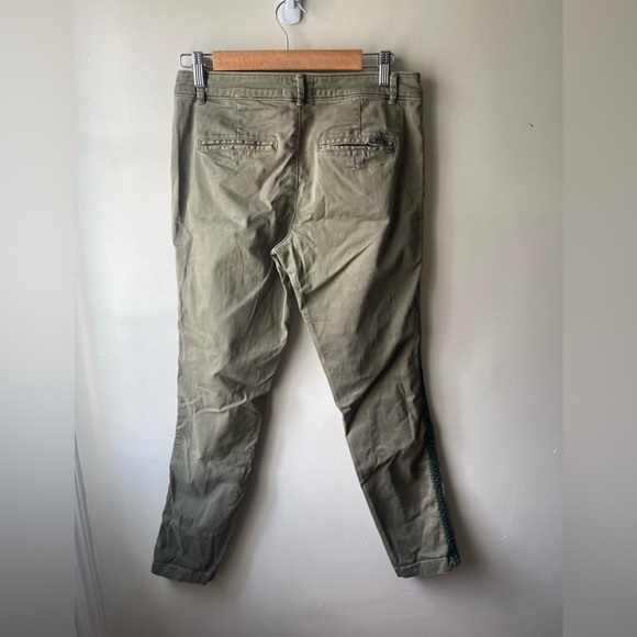 Chino by Anthropologie Women's Pants Ribbon Side Stripe Size 27 Relaxed Green - Picture 2 of 10